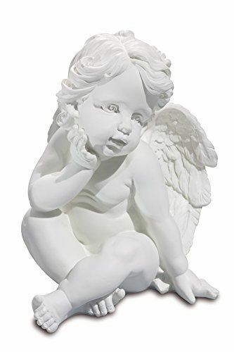 White Daydreaming Cherub Ornament Statue Sculpture