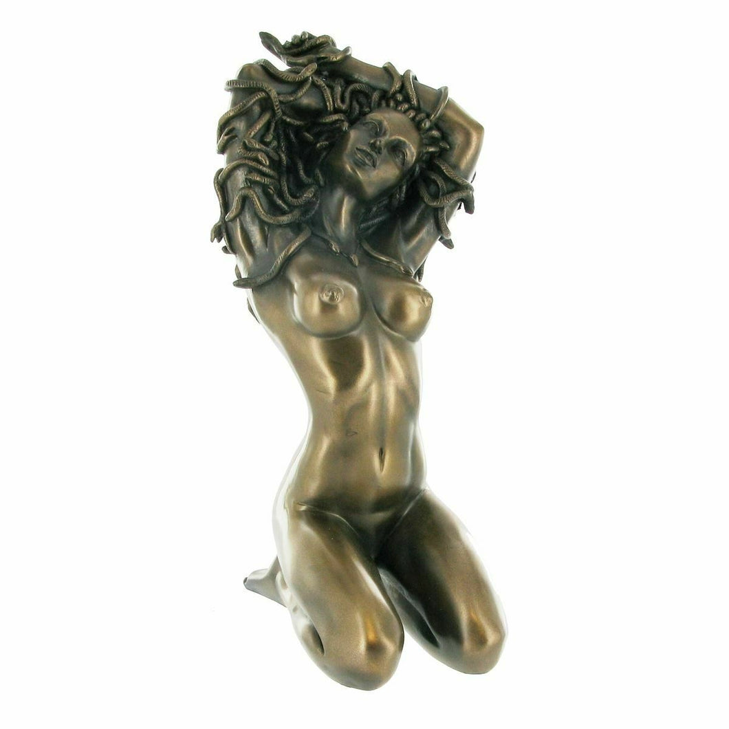 The Temptation of Medusa Bronzed Figurine Erotic Busty Nude Female Statue