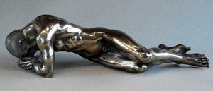 Bronze Erotic Male Nude Statue Figurine Naked Man Lying Sculpture Gift