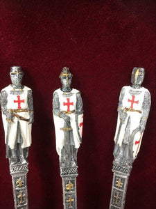 Set of 3 Novelty Templar Knight with Sword Pen Office Desk Decoration