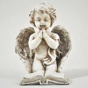 Vintage Cherub Prayer Grave Sculpture Memorial Angel Garden Ornament