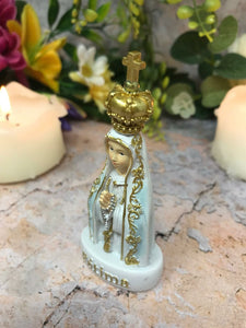 Blessed Virgin Mary Our Lady of Fatima White Statue Figurine Religious Sculpture