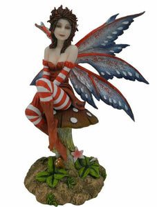 Amy Brown Fee ruht auf Fliegenpilz Figur Fantasy mythische Skulptur Geschenk