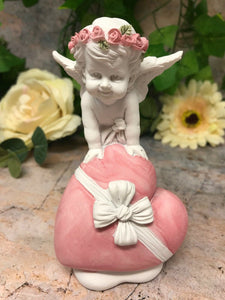 Schutzengel Figur Cherub mit Herz Statue Ornament Skulptur Figur Geschenk