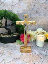 Load image into Gallery viewer, Olive Wood Crucifix Resin Corpus Christi Jesus Christ Cross Religious Ornament-OsirisTradingUK
