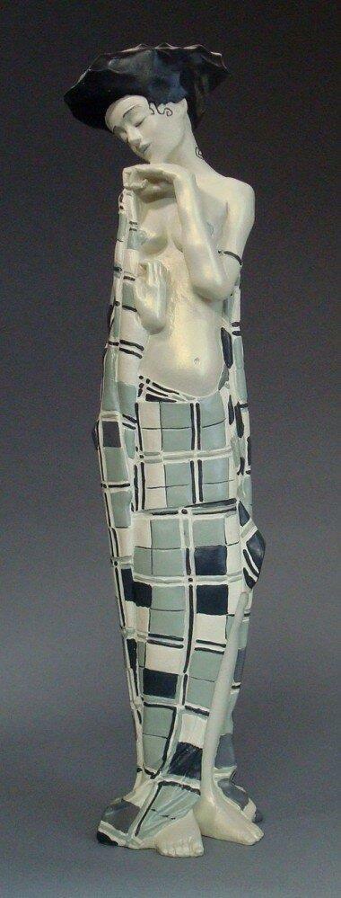 Gertie Schiele Checkered Cloth Statue Egon Schiele Sculpture Statue