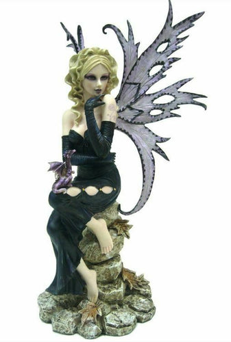 Large Dark Gothic Fairy and Dragon Companion Sculpture Statue Mythical Creatures-OsirisTradingUK