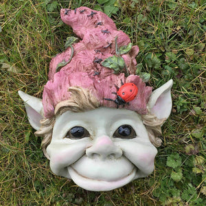 Pixie Face Wall Plaque Garden Decoration Lawn Ornament Elf Figure Sculpture Gift