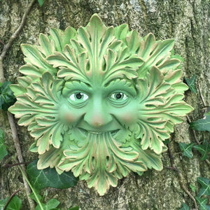 Green Foliate - Green Man Garden Sculpture Wall Art - Greenmen by David Lawre...