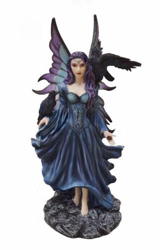 Large Fairy and Ravens Companion Sculpture Statue Mythical Creatures Figure Gift-OsirisTradingUK