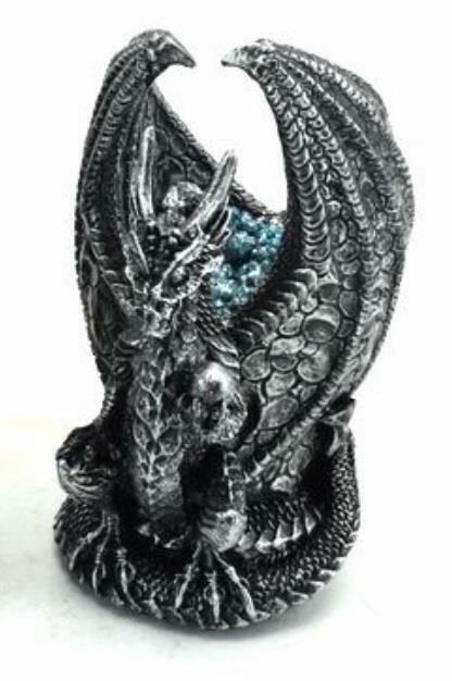 Dragon Guardian with LED Light Crystals Fantasy Sculpture Mythical Statue-OsirisTradingUK