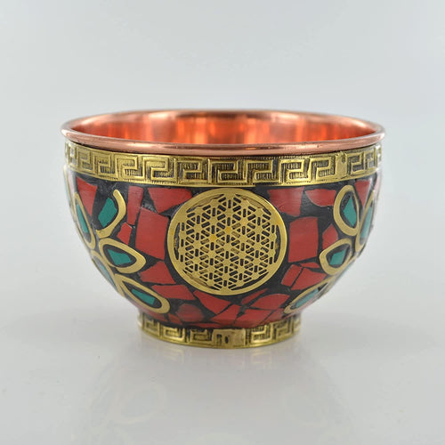 Flower of Life Copper Bowl Wicca Pagan Altar Celtic Decor Home Decoration Gift-OsirisTradingUK