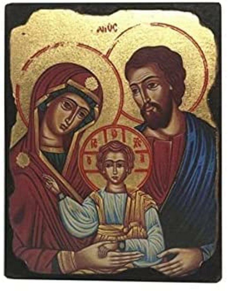 Holy Family Virgin Mary Baby Jesus Joseph Icon Style Religious Wall Plaque-OsirisTradingUK