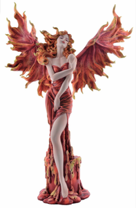 Large Red Fire Fairy Sculpture Phoenix Style Statue Figurine Ornament or Gift