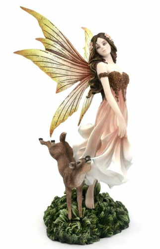 Fairy Standing with Deer Figurine Fantasy Fairies Figure Mythical Sculpture Gift-OsirisTradingUK