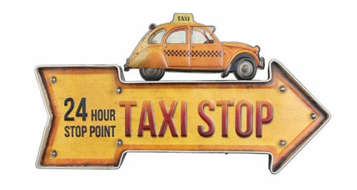 Vintage Metal 3D LED Logo Sign Classic Garage Taxi Stop Cab Man Cave Wall Plaque-OsirisTradingUK