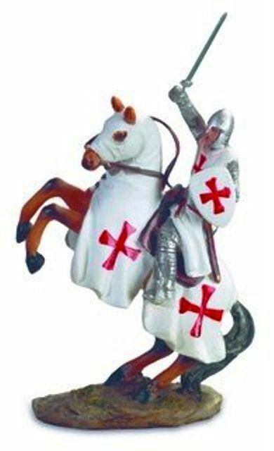 Templar Knight on Horseback With Sword and Shield Figurine
