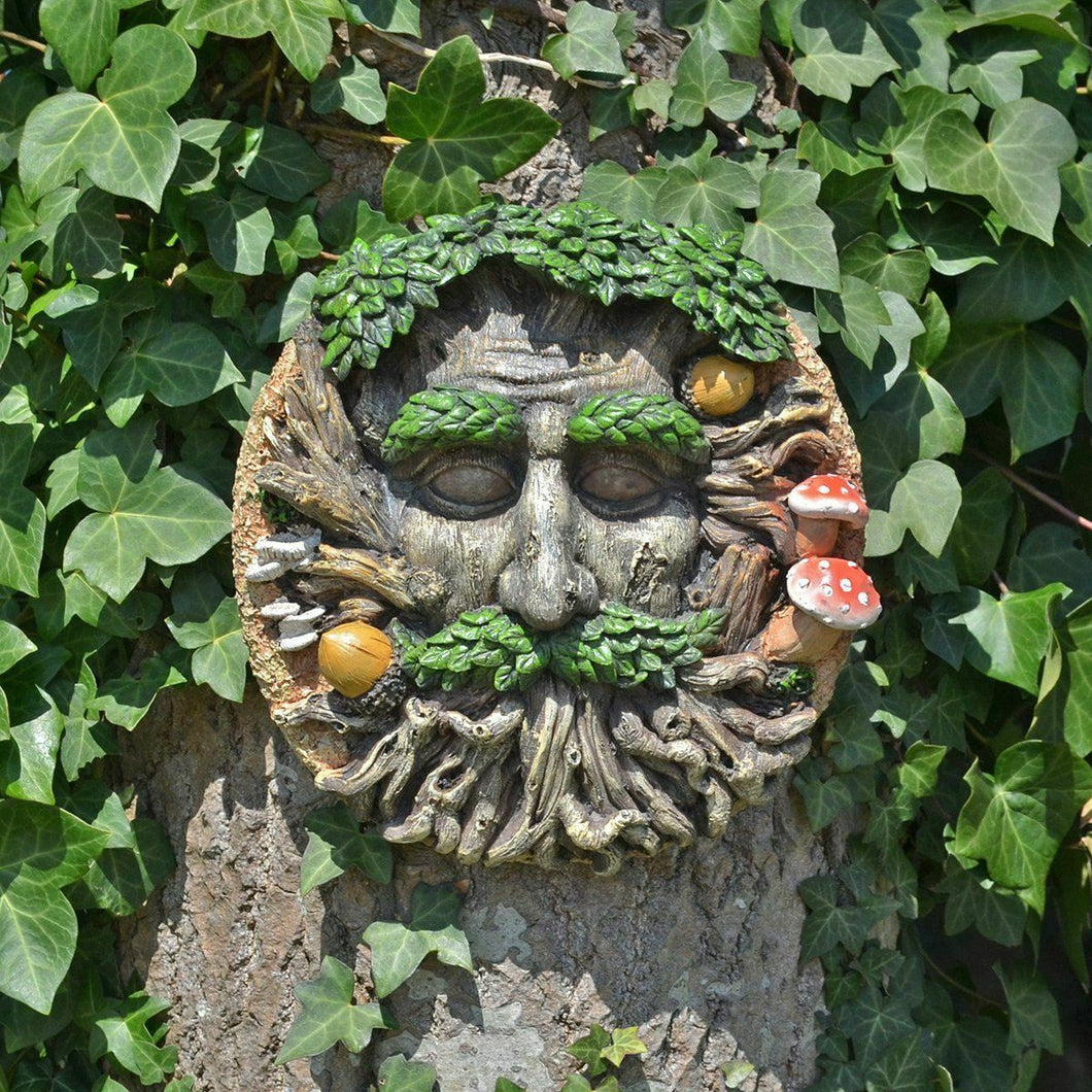 Treant Face Garden Plaque  Greenman Sculpture Wicca Pagan Ornament