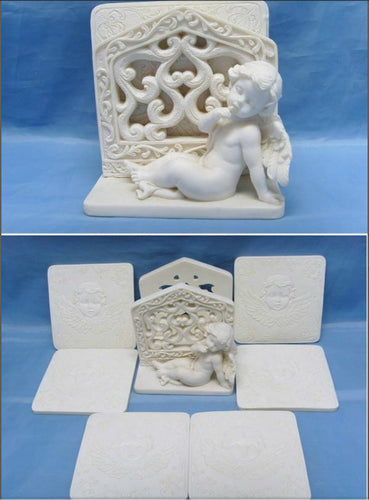 Guardian Angel Figurine Set Of Six Cherub Coasters Statue Ornament Sculpture-Collectables:Fantasy, Myth & Magic:Mythical Creatures:Angels-OsirisTradingUK