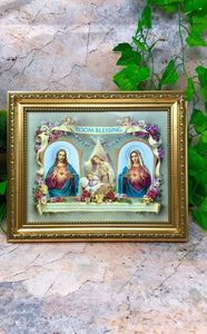 Framed Picture Room Blessing Jesus and Mary Christianity Religious Freestanding-OsirisTradingUK