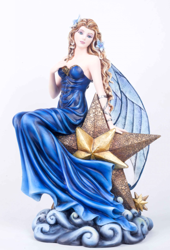 Large Celestial Fairy Resting on Star Sculpture Statue Figurine Ornament or Gift
