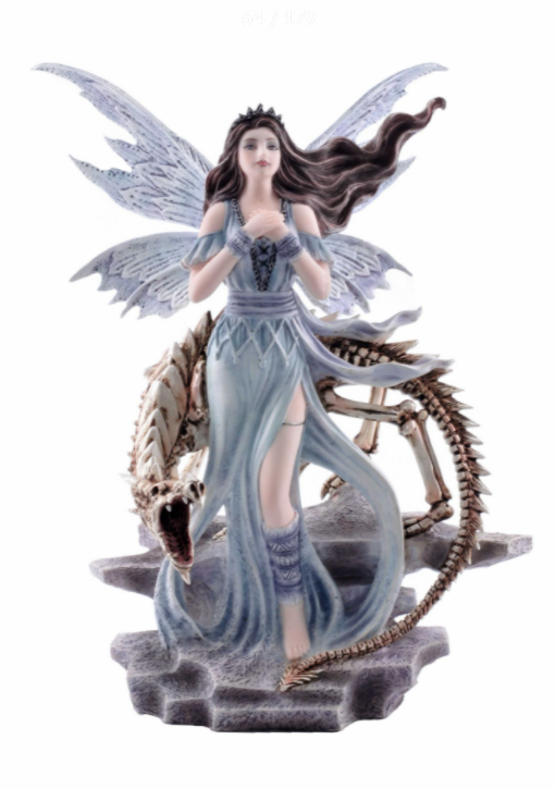 Fairy and Dragon Skeleton Sculpture Statue Mythical Creatures Figure Gothic Gift-OsirisTradingUK