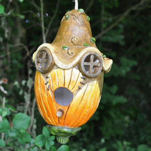 Enchanted Pumpkin Birdhouse Fairy Tale Bird Home, Charming Garden Decor, Outdoor Whimsical Nesting House, Unique Bird Shelter-OsirisTradingUK