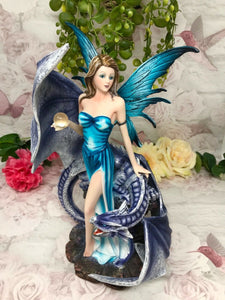 Large Fairy and Dragon Companion Sculpture Statue Mythical Creatures Figure Gift-OsirisTradingUK