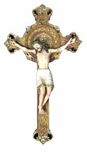 Load image into Gallery viewer, Gold Effect Crucifix Hanging Cross Resin Corpus Jesus Christ Religious Ornament
