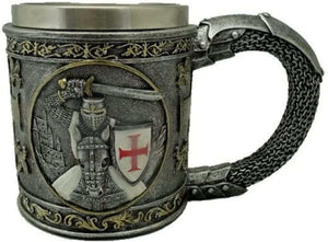 Medieval Style Templar Tankard Beer Glass Stein Crusader Table Decoration-OsirisTradingUK