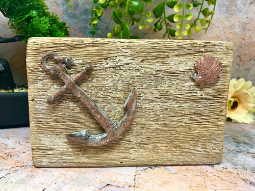 Reclaimed Wood Nautical Anchor Box Ornament Hand Made Home Decor-OsirisTradingUK