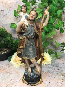 Statue of Saint Christopher and Baby Jesus Religious Figure Home Decor Sculpture-OsirisTradingUK