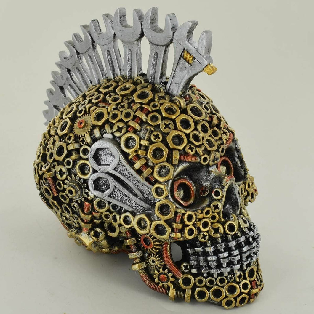 Mohawk Skull Steampunk Ornament Sculpture Decoration for Study Office Home