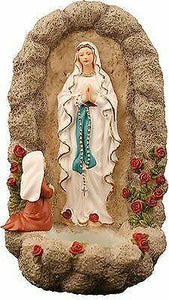 Lourdes Holy Water Font St Bernadette Vision of Our Lady of Lourdes Ornament