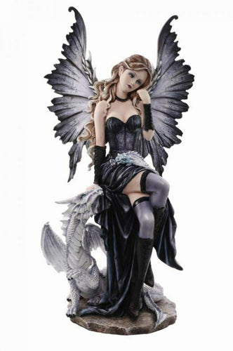 Large Dark Gothic Fairy and Dragon Companion Sculpture Statue Mythical Creatures-OsirisTradingUK