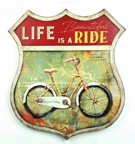 Vintage Metal Logo Sign Life is a Ride Garage Woman Gift Man Cave Wall Plaque-OsirisTradingUK