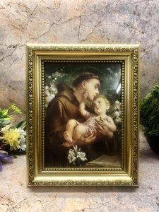 Laminated Picture Saint Anthony and Baby Jesus Christianity Religious Wall Decor-OsirisTradingUK