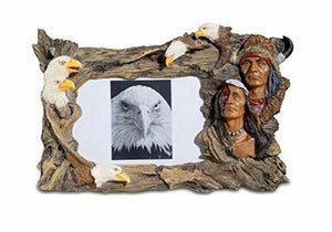 Native American and Eagle Picture Frame Sculpture Ornament Gift