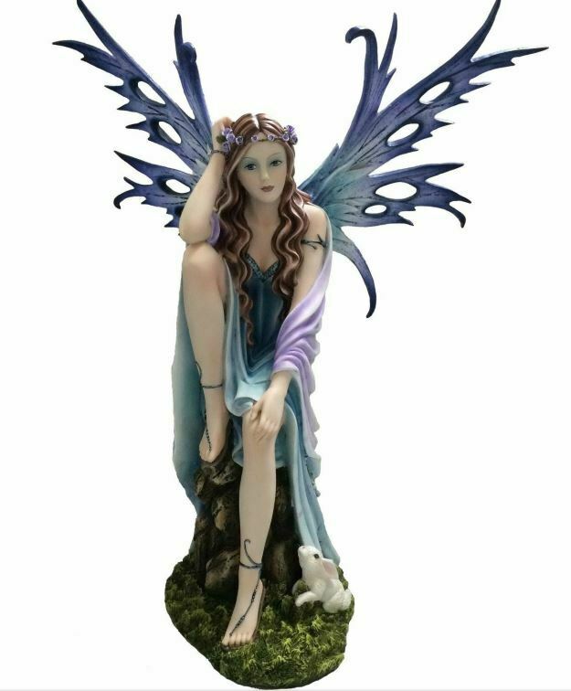 Large Fairy and Rabbit Companion Sculpture Statue Mythical Creatures Figure Gift