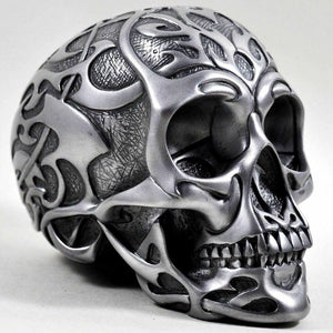 Celtic Silver Skull Sculpture Decoration Wicca Pagan Ornament Witchcraft Altar
