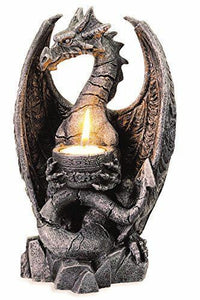 Stone Effect Dragon Candle Holder Fantasy Figurine