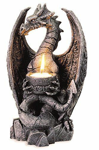 Stone Effect Dragon Candle Holder Fantasy Figurine