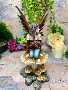 Fairy with Dragon Companion Figurine Statue Ornament