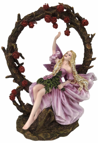 Large Flower Fairy Resting Sculpture Statue Mythical Creatures Figure Ornament-OsirisTradingUK