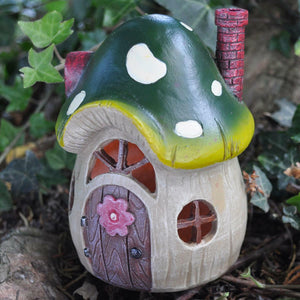Small Mushroom House Garden Fairy Ornament LED Light Elf Pixie Home