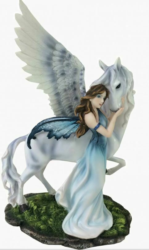 Large Fairy and Pegasus Companion Sculpture Statue Mythical Creatures Figure