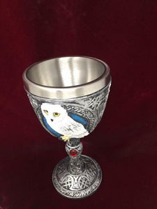 Wise Owl Goblet Chalice Gothic Decor Owls Collection Medieval Style Ornament-OsirisTradingUK