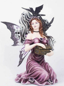 Large Dark Fairy and Raven Companion Sculpture Statue Mythical Figure Occult