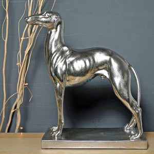 Silver Greyhound Sculpture Dog Statue Figurine Ornament