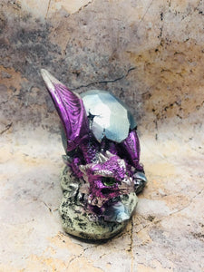 Purple Dragon Hatchling Figurine Fantasy Art Collection Mythical Sculpture